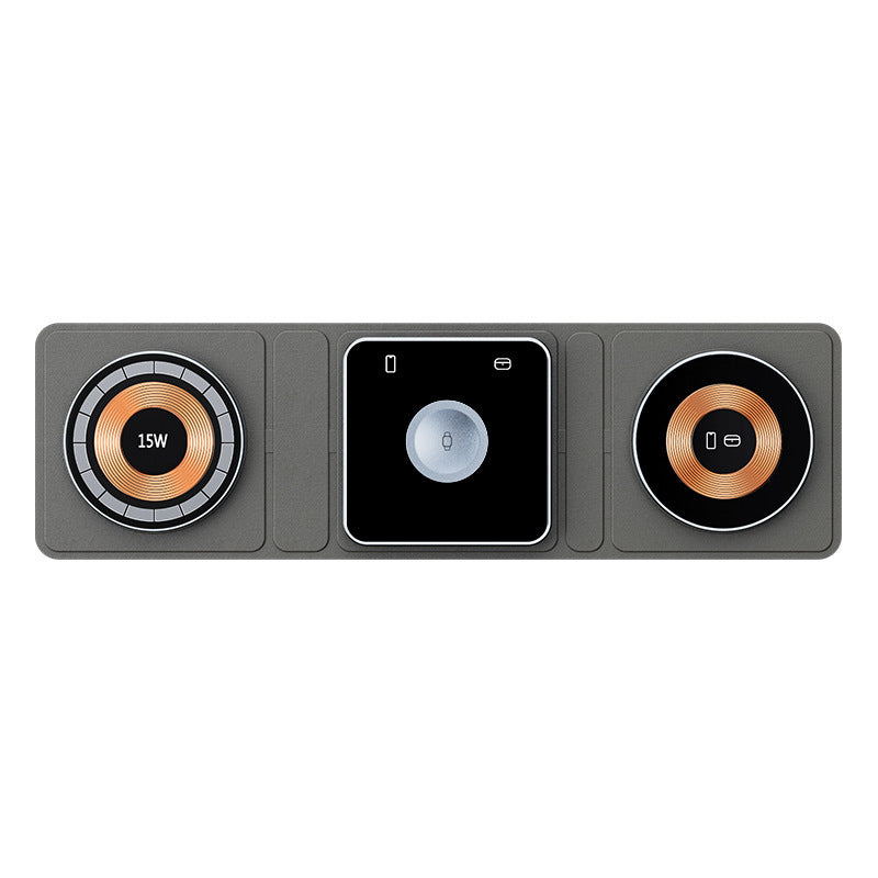 Đế sạc không dây gấp gọn từ tính 3 trong 1 cho iPhone, sạc nhanh trong suốt cho iWatch và Airpods