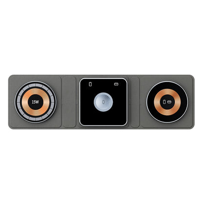 Đế sạc không dây gấp gọn từ tính 3 trong 1 cho iPhone, sạc nhanh trong suốt cho iWatch và Airpods