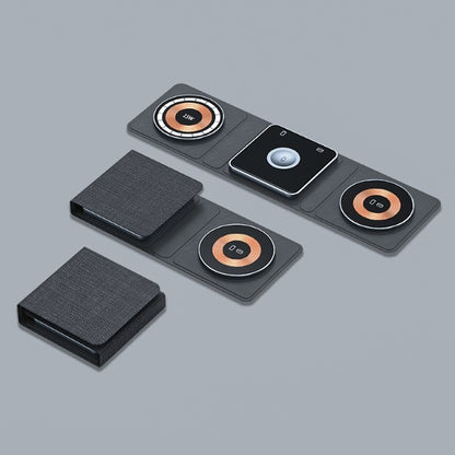 Đế sạc không dây gấp gọn từ tính 3 trong 1 cho iPhone, sạc nhanh trong suốt cho iWatch và Airpods